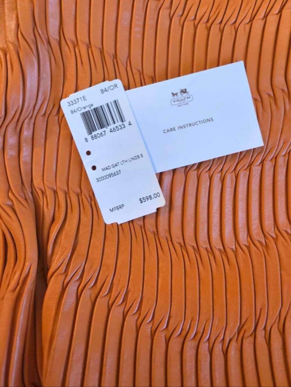 Coach Madison Gathered Leather Lindsey 33371E B4 Orange NWT Rare Paper Serial # - Picture 12 of 16